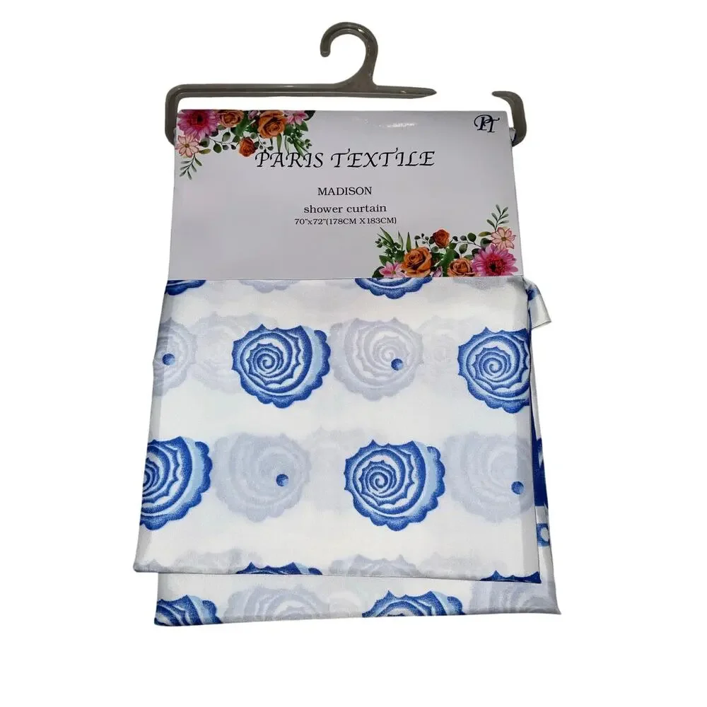 Paris Textile Madison Blue Floral Shower Curtain 70x72